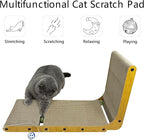 Cat Scratching Board,L Shape Cat Scratch Pad Wall Mounted, Cat Scratching Cardboard with Ball Toy for Indoor, Cardboard Cat Scratcher with Double-Sided Usability