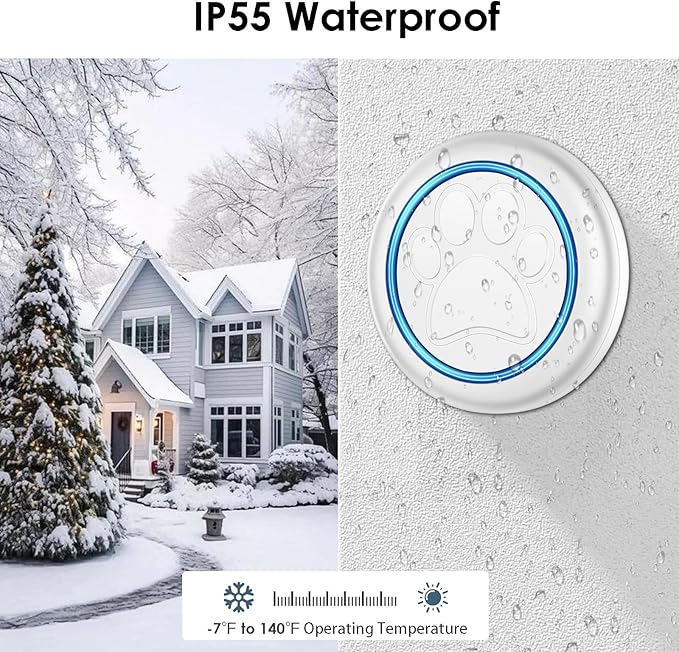 Full House Dog Bell for Potty Training, Wireless Pet Doggie Door Bell Training to Go Outside, Waterproof Touch Button, Over 1000 feet Range