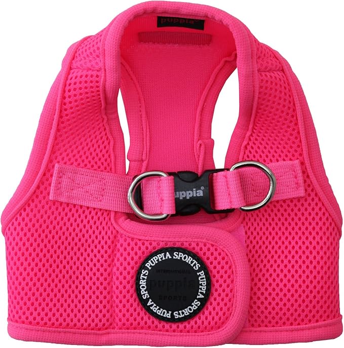 Puppia Neon Soft Vest Harness Step-in No Choke No Pull Walking Training for Small and Medium Dog, Pink, Large