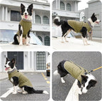 Warm Fleece Dog Coats with Durable Harness Buitl in D-Ring,Waterproof Doggie Jacket for Large Dogs,Dog Vest for Cold Winter,Green XXXL