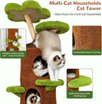 Modern Cat Tree Tower: 58Inch Tall Cat Tree for Large Cats with Multi Condos - Indoor Wood Cat Tree House Sturdy with Scratching Post