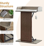 Modern Wood Cat Tree Tower for Indoor Large Cats, 33.8-Inch Tall Wooden Cat Trees with Big Perch Bed, Cat Scratching Pads, Washable Removable Cushions Scratching Mat, Cat Furniture, Greigy