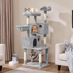 Topeakmart Cat Tree 64.5'' Large Cat Condo Tower Stand Furniture with Scratching Posts Perches Hammock as Kitten House Play Center