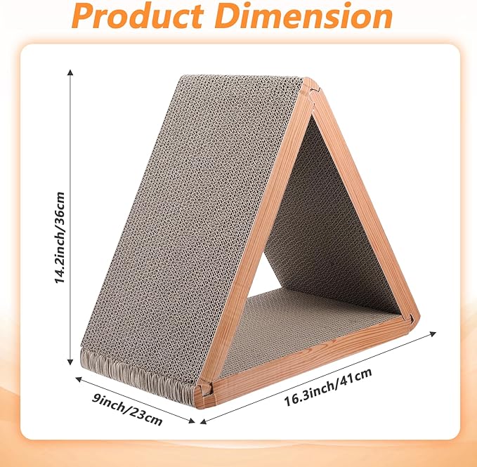 3-Sided Vertical Cat Scratching Post, Cat Scratcher Foldable, Triangle Cats Scratching Board, Multiple Angle Scratch Pad, 6 Usable Sides Recyclable Scratcher Cardboard for Indoor Cats (Pack of 3)