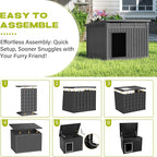 Bifanuo Dog House Outdoor Indoor for Large Dog - Weatherproof & Removable Roof, Easy Assemble and Clean for Medium to Large Dogs(Black, 41.2" L x 31" W x 31.5" H)
