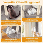 PETSITE 81 Inches Tall Modern Cat Tree, Multi-Level Cat Tower with Sisal Scratching Posts, 2 Private Condos, 2 Hanging Jingling Ball, Hanging Sisal Rope, 2 Top Perches, and Multiple Jumping Platforms
