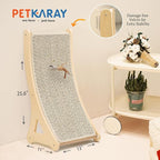 PETKARAY Curved Cat Scratcher, Sisal Kitty Scratching Ramp, L Shape Scratch Pad for Indoor Cats, 25.6" Furniture Protector with Mouse Toy, Chevron Style