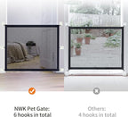 NWK Magic Dog Gate for Stairs Pet Gate for The House Providing a Safe Enclosure for Pets to Play and Rest, 6 Hooks Design (30'' X 30'')