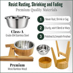 Elevated Dog Bowl for Mid-Large Breed, (12-Inch High) - Raised Food and Water Bowl with Stand, Flip-Resistant - Real Bamboo and Stainless Steel