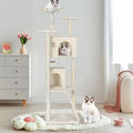 81" Multi-Level Cat Tree Tower with Scratching Posts - Space-Saving Design for Indoor Kittens Toys & Condo, Compact Floor Footprint & Vertical Space for Multi-Cat Homes-Beige