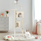 81" Multi-Level Cat Tree Tower with Scratching Posts - Space-Saving Design for Indoor Kittens Toys & Condo, Compact Floor Footprint & Vertical Space for Multi-Cat Homes-Beige