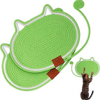 Cat Scratcher Mat Natural Cotton Rope Oval Horizontal Floor Cat Scratch Bed Pad with Ball Toy Protector for Furniture Floor Wall (Green, 2 PC)