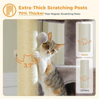 Large Cat Tree for Indoor Cats Large Adult, 57.8" Heavy Duty Cat Tower with 4 Reinforced Scratching Posts (φ3.7in) and Plush Larger Hammock for Maine Coon & Big Cats, Supports 30lbs, Grey