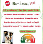 SPOT Bam-Bones Plus Branch -Bamboo Fiber & Nylon, Durable Long Lasting Dog Chew for Aggressive Chewers – Great Toy for Adult Dogs & Teething Puppies Under 90lbs, Non-Splintering, 9.5in, Beef Flavor