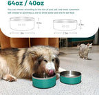 Dog Bowl, Stainless Steel Dog Food and Water Bowl with Non Slip Quiet Bottom, Easy to Clean, Dishwasher Safe, 64oz, Deep Green