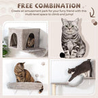 COZIWOW 8-in-1 Cat Wall Furniture Set – Wall Mounted Cat Climbing Wall Shelves with Tree, Perch, Scratching Post and Bridge for Large Cats (Gray)