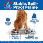 Kinn Kleanbowl Pet Bowl Stainless Steel Frame with Compostable Refills, 8 oz (Pack of 2) – Spill-Proof Stable Disposable Pet Bowls for Easy Cleaning and Healthy Pets, No Plastic