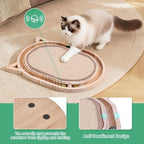Cat Scratcher Sisal Scratching Pad Toy with Ball Track Wooden Interactive for Indoor Physical Exercise Kitty Medium Kitten Spring Chasing Hunting Mental Bored Adult Enrichment Toys Post