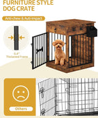 24.6'' Dog Crate Furniture with Charging Station, Dog Kennel Indoor with Flip-Top Storage, Wooden Pet Cage Dog House End Side Table for Small Dog Anti-Chew Anti-Escape, Rustic Brown DFC90101B