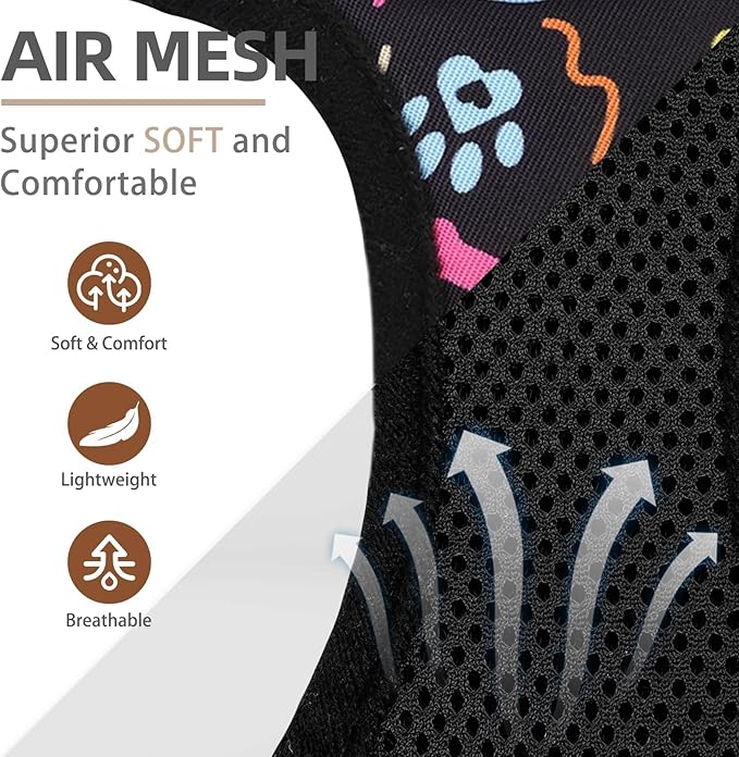 PUPTECK Dog Harness and Leash Set for Small Medium Dogs No Pull Step-in Soft Mesh Puppy Cat Vest Harnesses Reflective at Night, Black Paw, XS
