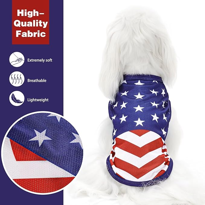 American Flag Inspired Dog Vest: Perfect Dog Shirt, Ideal Tank Top for Everyday Wear, Independence Day Celebrations Quality Materials for a Cute and Stylish Look Classic Blue Star S