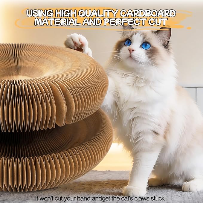 2Pack Kitty Kurls Magic Organ Cat Scratcher Toy,Accordion Design with Strong Magnet,Space Saving Cardboard Scratching Pad for Indoor Cats