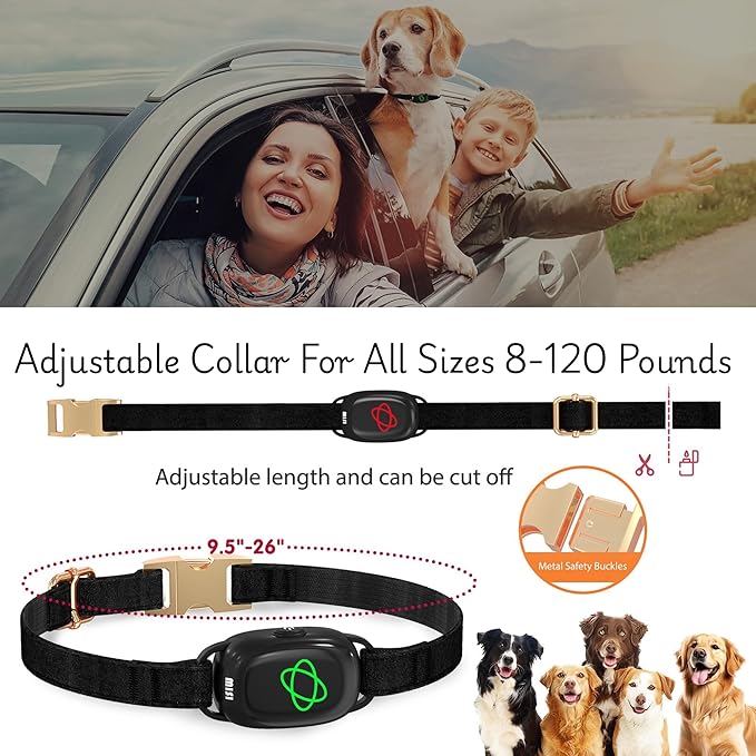 Non-Shock Luxury Bark Collar-Adjustable Fit, No Shock for Small,Medium,Large Dogs, Advanced Technology with Remote, Automatic Bark Collar, Rechargeable, Dog Training, Anti-Barking, Soft Velvet,Black