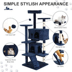 70" Multi-Level Cat Tree Tower with Scratching Posts, Toys & Condo - Space-Saving Design for Indoor Kittens, Compact Floor Footprint & Vertical Space for Multi-Cat Homes-Navy Blue