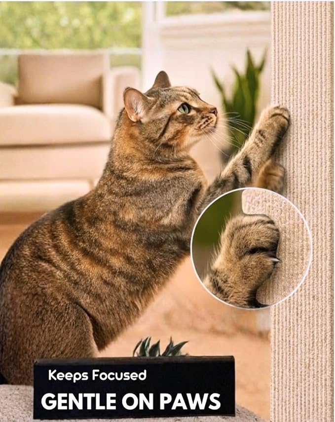 Trimmable Self-Adhesive Cat Scratch Mat, DIY Climb Scratcher for Cat Tower, Couch, and Furniture Protector, Replacement Pads (Beige, 23.6''x11.8'', 3-Pack)