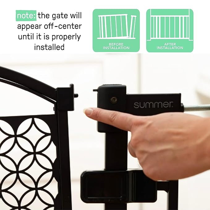 Ingenuity Multi-Use Decorative Extra Tall Walk-Thru Baby Gate, Fits Openings 28.5-48 Inch (Pack of 1), Black Metal, for Doorways and Stairways, 36' Tall Baby and Pet Gate, Black, One Size