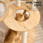 HITTITE Solid Wood Cat Tree Tower with Scratching Post, 61 Inches Tall Cat Towers with Capsule and Condo, Modern Cat Tower with Climbing Ladder and Removable Top Bed for Indoor Cats.