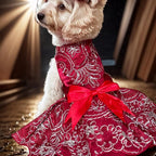 Dog Princess Lolita Dress for Small Dogs Girl,Sparkling Sequins Sweet Pet Clothes Wedding Birthday Party Puppy Dresses,Cat Apparel Accessories Costumes Outfit Skirt（Red,Small）