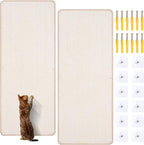 Natural Sisal Cat Scratcher Mat, Wall Scratcher Carpet, Cat Climbing Wall, Large Tall Scratching Post, Sofa Protector, Scratching Mat Pad for Indoor Cats (White, 39.3" Lx15.7 W, 2PCS)
