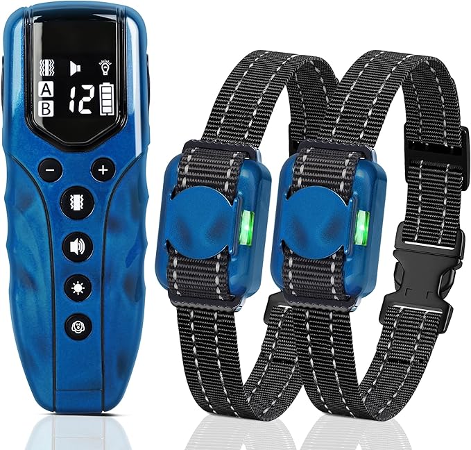 2 Pack No Shock Dog Training Collar with 2000ft Remote, 2 Vibrating Dog Collars, Vibration Collar for Small Dogs 5-15lbs & Medium Large Dogs, Safe Lock, Beep, Vibrate, No Prongs, Waterproof