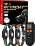 Shock Collar for Dogs 3 Dog Shock Collar with Remote Control with 4 Training Modes,Rechargeable Dog Training Collar Electric Collar for Small Medium Large Dogs (15-120Lbs) with Flash Light
