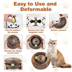 Kitty Curls Cat Toys Magic Organ Cat Scratcher Pad, Interactive Cat Toys for Indoor Cats with Compact Accordion Design and Bell Ball, Helps Relieve Anxiety, Boost Claw Health, Protect Furniture