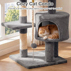 Tangkula 36 Inch Cat Tree Tower, Multi-Level Cat Tower with Condo, Top Perch, Sisal Scratching Posts & Hanging Rope, Spring & Hanging Balls, Climbing Platforms for Indoor Cats and Kittens (Light Gray)