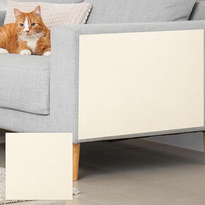uxcell Self-Adhesive Cat Scratching Mat, 1 Roll 23.6" x 23.6" Couch Protector from Cat Claws for DIY Sofa, Wall, Doors, Cut Anti Cat Scratch Pad Carpet Mat, Beige