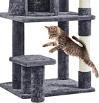 Topeakmart Cat Tree 57in, Multi Level Cat Tower with Basket & Condo & Scratching Post & Padded Perch & Extended Platform & Fur Ball