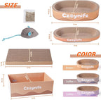 3PCS Cat Scratcher Cardboard, Oval Cat Scratch Pad Bowl Nest for Indoor Cats, Round Cat Scratching Board Corrugated Lounge Cat Bed, Furniture Protector for Couch (Brown, 17 * 11.5 in)