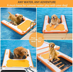 VOFiTNY Dog Pool Ramp, Safe Pool Ramp for Dogs Up to 200lbs, 2025 New Dog Boat Ramps with Non-Slip EVA Pad&Weighten Ladder, Puppy Steps for Pool/Boat/Dock/Sea, Orange Doggie Dock with Hand Pump