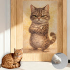 Nuxovilar Cat Scratch Pad 15.3x23.6 Inches Polyester Synthetic Fiber, Grumpy Tabby Cat Print, wall Scratcher, Scratching mat, Home Decor, Living Room, Game Room (2pcs)