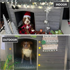 43.3’’ Large Dog House Outdoor Weatherproof Dog Kennel with Upgraded Thickened Metal Frame, Dog Shelter with PVC Curtain, Openable Roof and Removable Floor, Easy to Clean (Grey)