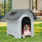 YITAHOME Dog House Outdoor Plastic Doghouse Water Resistant Pet House with Adjustable Skylight and Elevated Base for Small, Medium, and Large Dogs