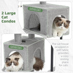 Cat Tree for Indoor Cats Large Adult, 70.5'' Cat Tower with Scratching Post, Sturdy Steel Pube Cat Tree Tower with Large Playing Platfrom, Hammock and Basket, Top Perch, Light Gray GCT024W