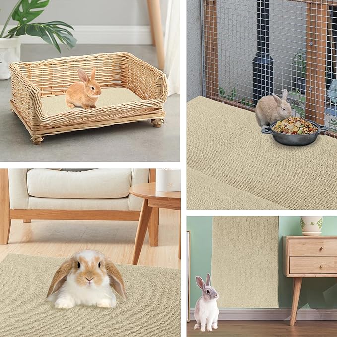 Rabbit Scratching Pad, Non-Woven Blanket with Back Adhesive, Rabbit Toys for Bunnies Boredom, Bunny Scratch Pad, Bunny Enrichment for Cage, Indoor, Living Room, Sofa （Brown）