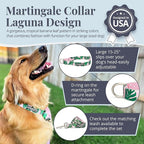 Lucky Love Dog Martingale Dog Collar - Adjustable, No-Slip, Comfortable, Durable, Soft Webbing & Stylish Patterned Collar for Male and Female Dogs Ideal for Training & Walking - Laguna, Large