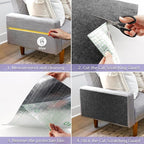 Cat Scratch Furniture Protector for Couch, Wall & Door Guard, Trimmable Self-Adhesive Scratch Pad, DIY Climbing Mat, Deterrent, Scratching Post Replacement (78.7''x15.8'', Gray)