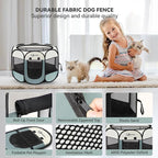 Dog Cat Playpen, Puppy Pet Playpen Indoor for Small Dog Crate Tent Cage Outdoor, Portable Pop Up Dogs Enclosure Kennel with Carrying Case for Dogs/Cats/Rabbits(Grey, Small