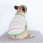 iChoue English Bulldog T Shirts 100% Cotton Striped Clothes for Medium Dogs Tank Tops Vest Large French Frenchie Pug Boston Terrier Pitbull Summer Pink Stripes - XL